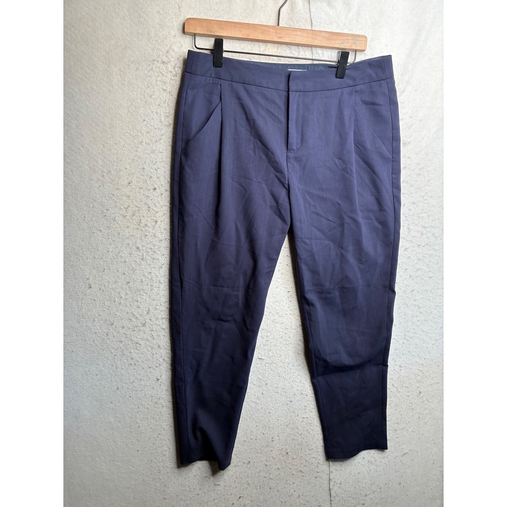 Everlane Navy Blue Pleated Tapered Trousers High Rise Dress Pants Size 6